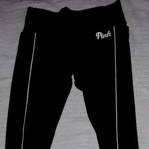 PINK VS Ultimate Black Leggings w/mesh sides. Size S